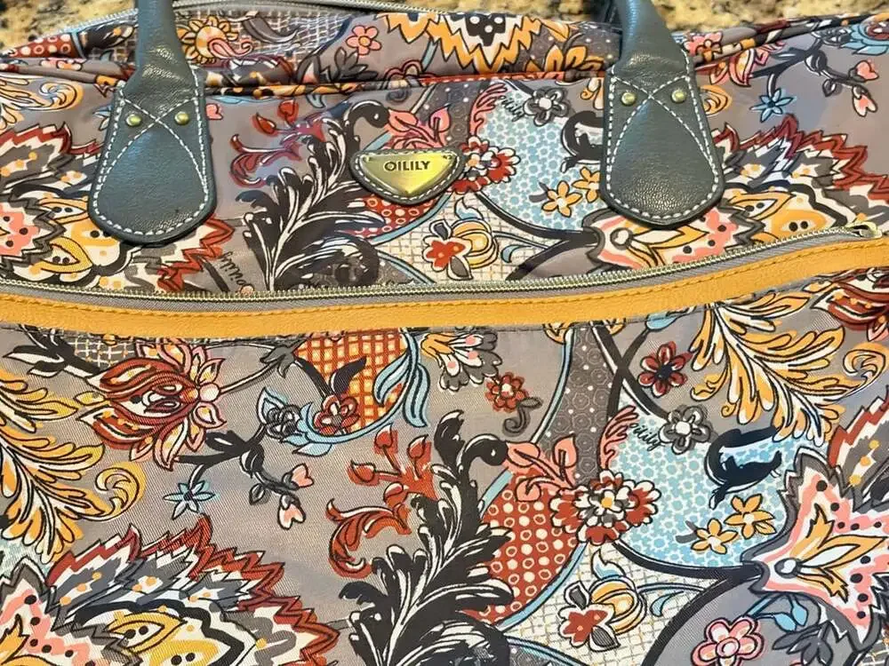 Oilily Paisley Floral Print Padded Laptop Bag Travel Work Briefcase BOHO